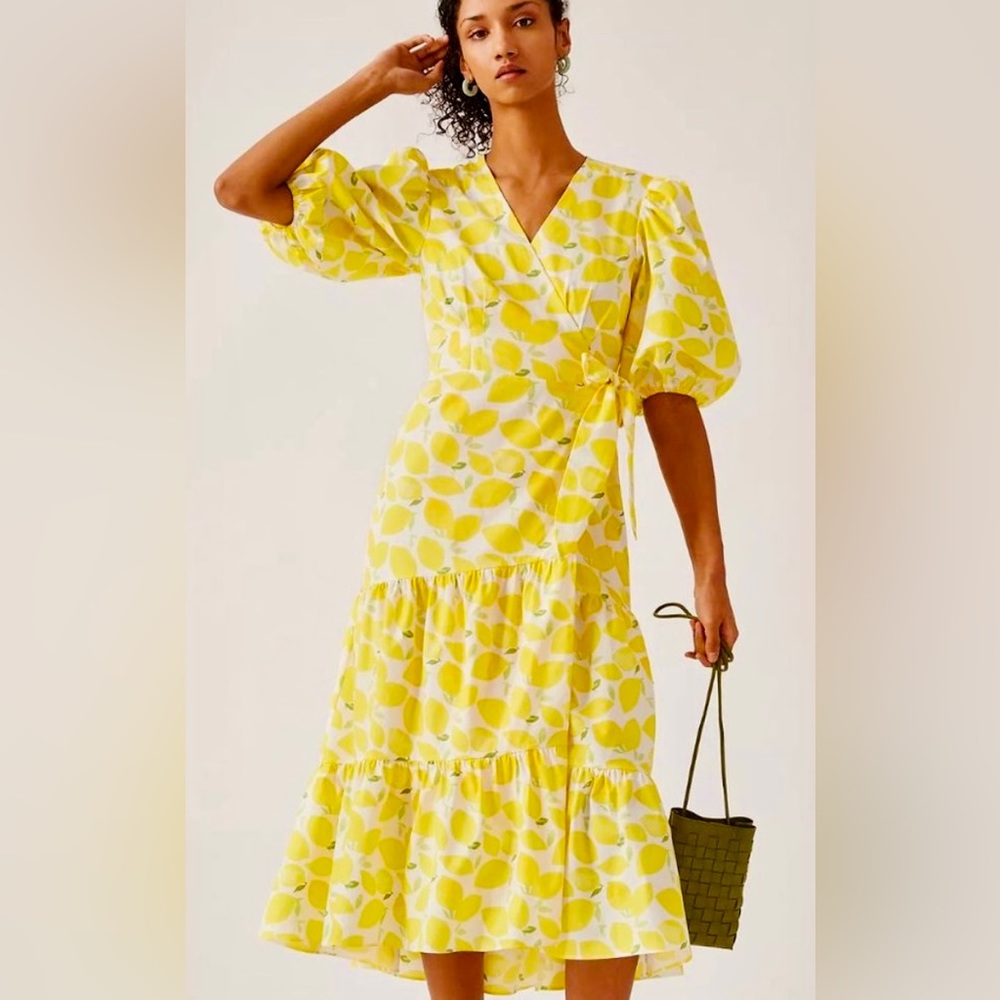 Hutch Wrap Dress in Lemon Print